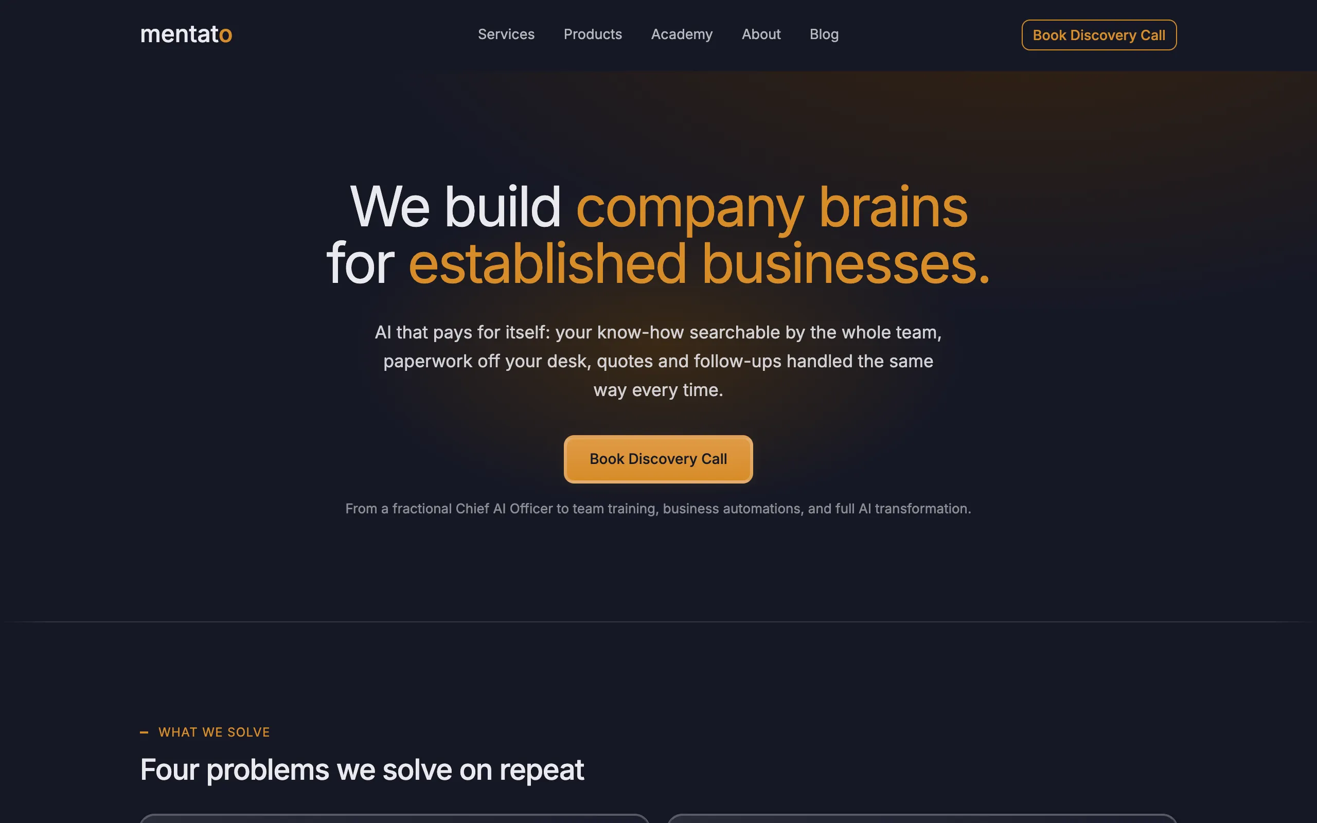 mentato.ai homepage